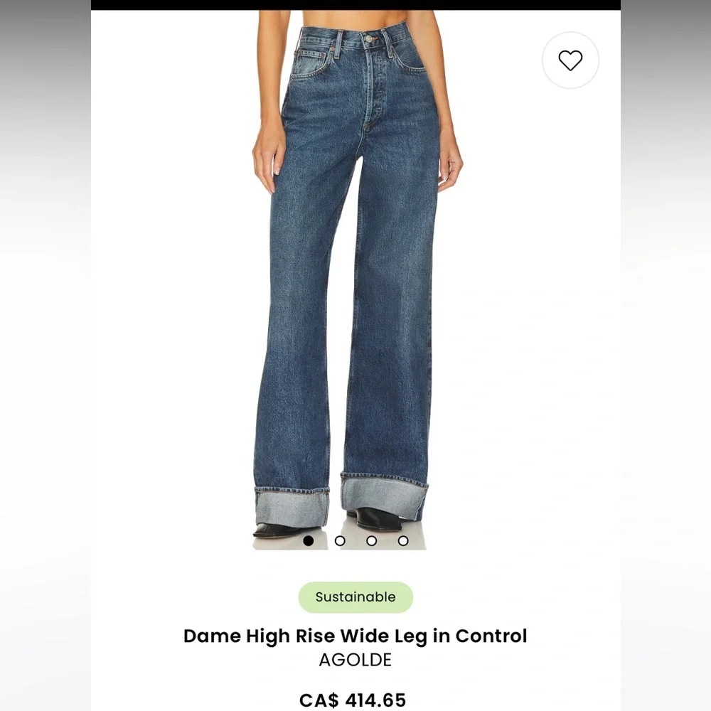 Agolde Blue Wide Leg Jeans - Picture 4 of 7